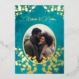 Invitación Con Relieve Metalizado Photo  Jewel Tone Floral Wedding 