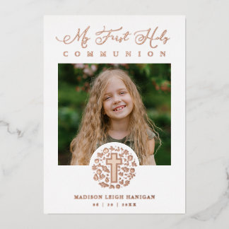 Invitación Con Relieve Metalizado Photo Romantic Real Rose Gold Floral Wreath