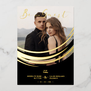 Invitación Con Relieve Metalizado Photo Sophisticated Modern Real Gold Abstract