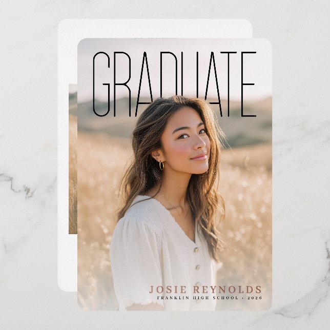 Invitación Con Relieve Metalizado PhotoPop Modern Photo Collage Graduation Party (Anverso/Reverso)