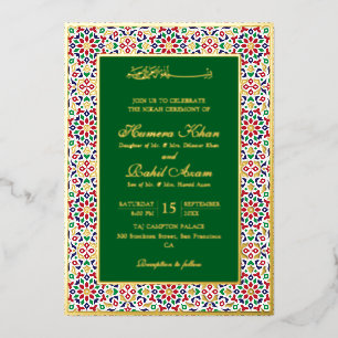 Invitación Con Relieve Metalizado Piedras de terracota mosaico marroquí boda islámic