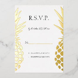 Invitación Con Relieve Metalizado piñas reales de hoja de estaño boda RSVP