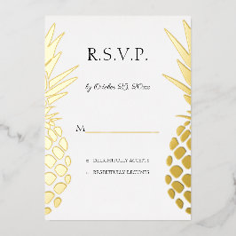 Invitación Con Relieve Metalizado piñas reales de hoja de estaño boda RSVP