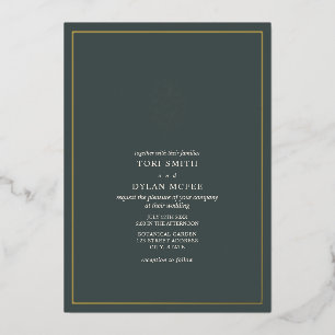 Invitación Con Relieve Metalizado Pine Cone Emerald