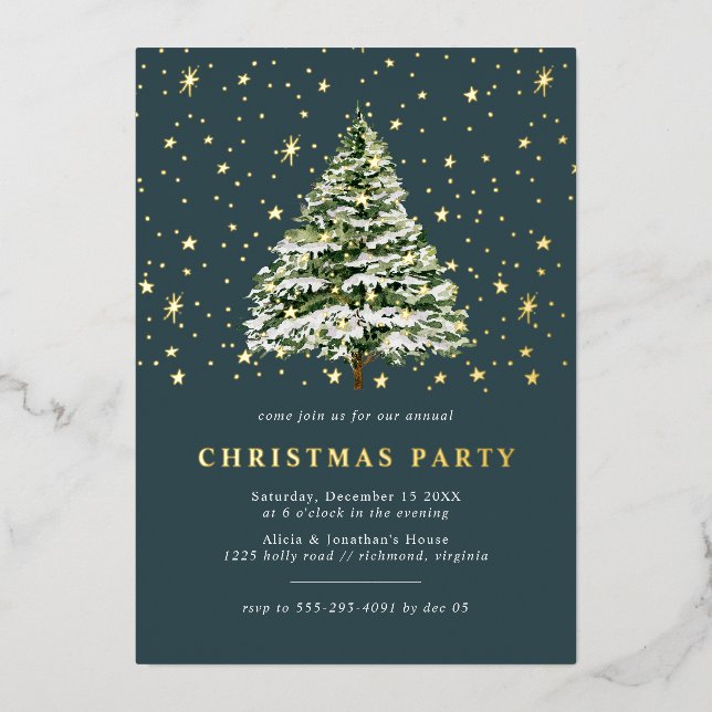 Invitación Con Relieve Metalizado Pine Green Verde azulado | Navidades festivos Fies (Anverso)