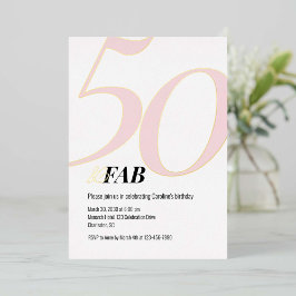 Invitación Con Relieve Metalizado Pink 50 and Fabulous Birthday Foil Invitation