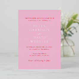 Invitación Con Relieve Metalizado Pink and Red Elegant Classic Wedding