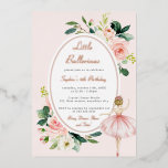 Invitación Con Relieve Metalizado Pink Floral Ballerina Kids Cumpleaños<br><div class="desc">Más invitaciones de cumpleaños de Bonito en la Pequeña Tienda Bayleigh!</div>