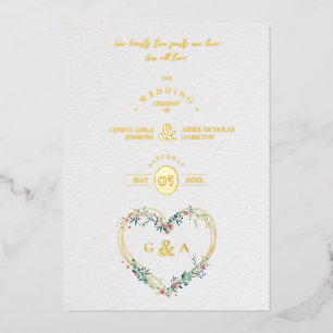Invitación Con Relieve Metalizado Pink Shades Heart Luxury Romantic Botanical Floral