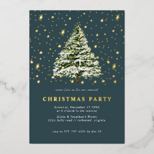 Invitación Con Relieve Metalizado Pino Verde Turquesa   Fiesta Navideña Festiva Dora