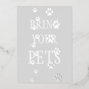 Invitación Con Relieve Metalizado Pintura de perro y gato imprimen Personalizado ami