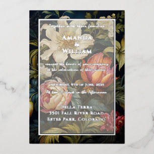Invitación Con Relieve Metalizado Pintura holandesa floral siglo XVII XVIII Bodas