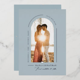 Invitación Con Relieve Metalizado PixDezines color DIY Arco azul turbio fecha de res