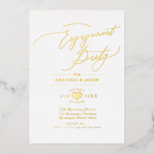 Invitación Con Relieve Metalizado PixDezines Elegant Luxe Caligraphy Engagement Foi