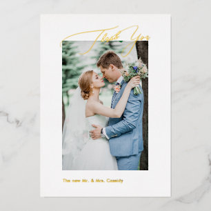 Invitación Con Relieve Metalizado PixDezines Gold Luxe Script Boda Gracias
