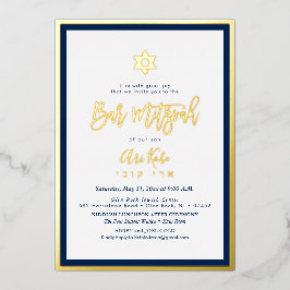 Invitación Con Relieve Metalizado PixDezines Gold ModernScript Mitzvah DIYBackground
