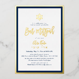Invitación Con Relieve Metalizado PixDezines Gold ModernScript Mitzvah DIYBackground