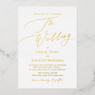 Invitación Con Relieve Metalizado PixDezines Luxe Caligrafía Relieve metalizado Real