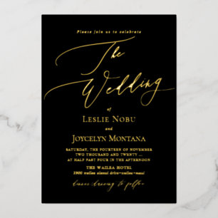 Invitación Con Relieve Metalizado PixDezines Luxe Caligraphy Real Minimalista