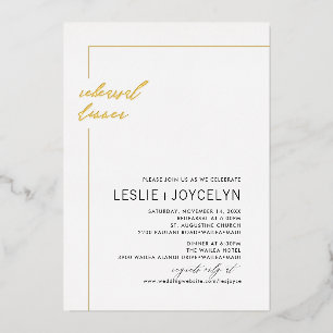 Invitación Con Relieve Metalizado PixDezines Moderno Mínimo Ensayo Cena