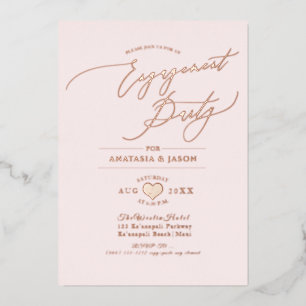 Invitación Con Relieve Metalizado PixDezines Rosa Gold Luxe Caligraphy Engagement