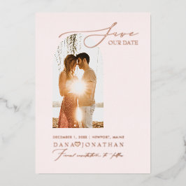 Invitación Con Relieve Metalizado PixDezines Salva nuestra fecha Luxe Caligrafía Hoj
