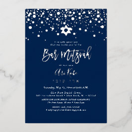 Invitación Con Relieve Metalizado PixDezines Silver Confetti Bar Mitzvah DIY Color