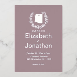 Invitación Con Relieve Metalizado Plata de la boda de destino del estado de Arizona