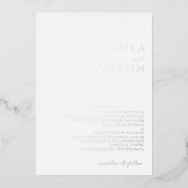 Invitación Con Relieve Metalizado Plata Minimalista moderna Boda tradicional real