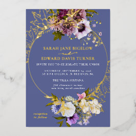 Invitación Con Relieve Metalizado Plum Floral persa