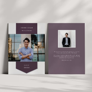 Invitación Con Relieve Metalizado Plum   Foil Banner Photo Graduation