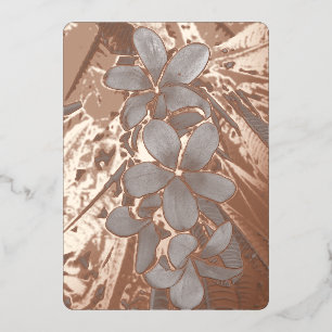 Invitación Con Relieve Metalizado plumeria