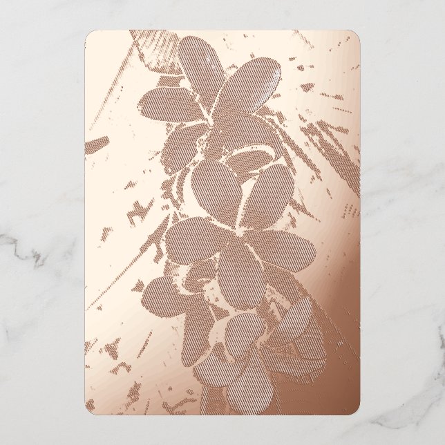 Invitación Con Relieve Metalizado plumeria (Anverso)