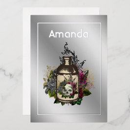 Invitación Con Relieve Metalizado Poción de veneno floral cumpleaños gótico de Hallo