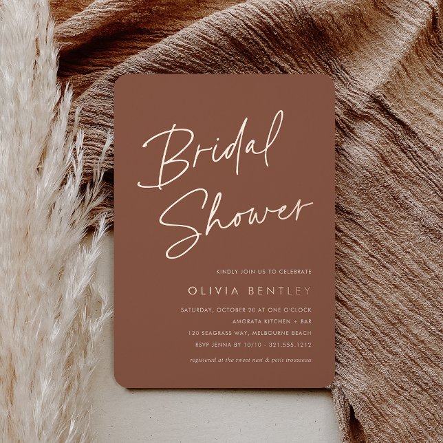 Invitación Con Relieve Metalizado Polvo y Rosa | Ducha de novias con guión Minimalis (Subido por el creador)