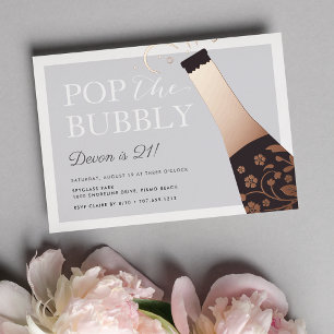 Invitación Con Relieve Metalizado Pon El Bubbly Invitación al Relieve metalizado p