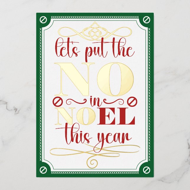 Invitación Con Relieve Metalizado Ponga el NO en Noel (Anverso)
