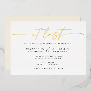 Invitación Con Relieve Metalizado Por fin Boda horizontal 