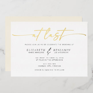 Invitación Con Relieve Metalizado Por fin Boda horizontal