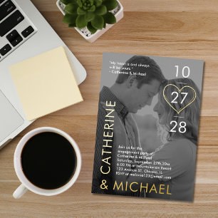 Invitación Con Relieve Metalizado Portada de Revista Foto Oscura Moderno Minimalista