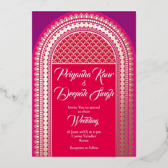 Invitación Con Relieve Metalizado Portal brillante (Anverso)