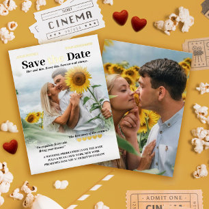 Invitación Con Relieve Metalizado Póster Personalizado de Romcom Foto Save the Date