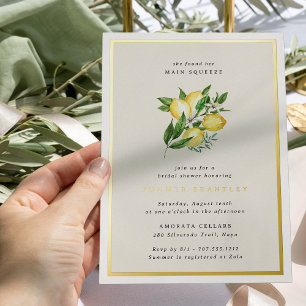 Invitación Con Relieve Metalizado Presencia principal Elegante Ducha Botánica de Lim