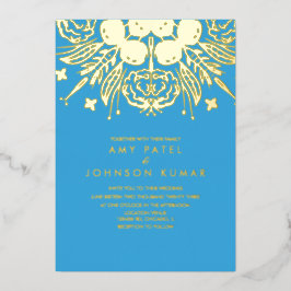 Invitación Con Relieve Metalizado Presionan a Boda hindú con mano trenzada