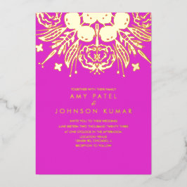 Invitación Con Relieve Metalizado Presionan a Boda hindú con mano trenzada