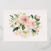 Primer cumpleaños del Chica de mariposa floral ros