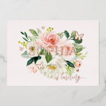 Invitación Con Relieve Metalizado Primer cumpleaños del Chica de mariposa floral ros<br><div class="desc">Más invitaciones de cumpleaños en la Pequeña Tienda Bayleigh!</div>
