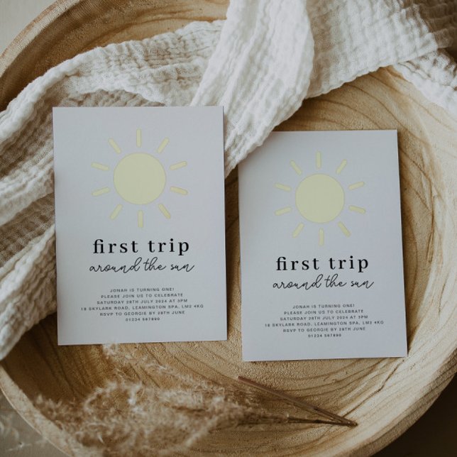 Invitación Con Relieve Metalizado Primer viaje alrededor del oro del primer cumpleañ (Subido por el creador)