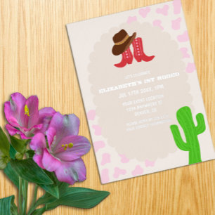 Invitación Con Relieve Metalizado Primera chica rodeo cumpleaños 1