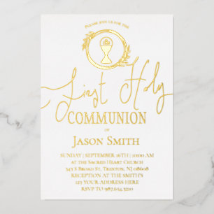 Invitación Con Relieve Metalizado Primera Comunión